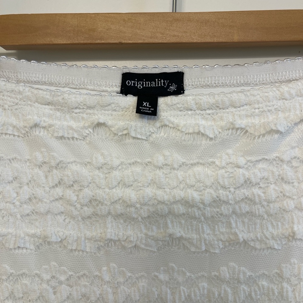 Originality Plus White Lace Ruffle Skirt - XL